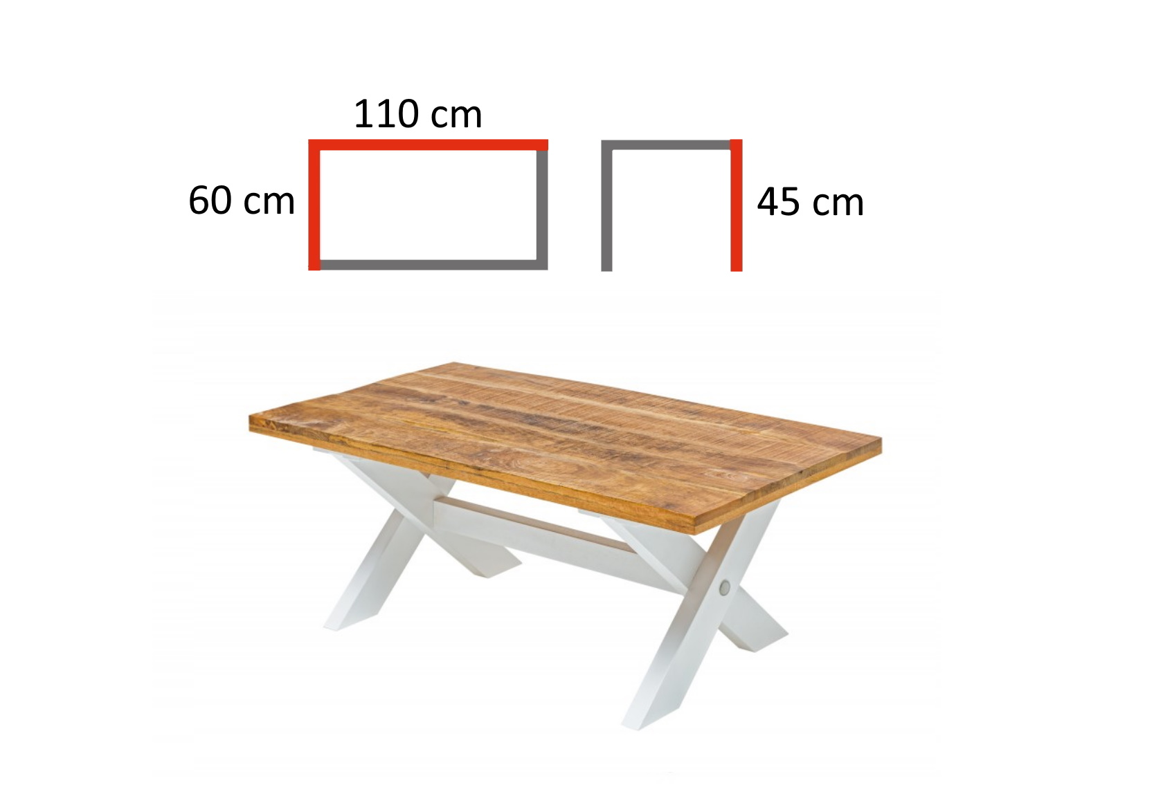 ława z drewna mango, 110x45x60, drewniany stolik long island